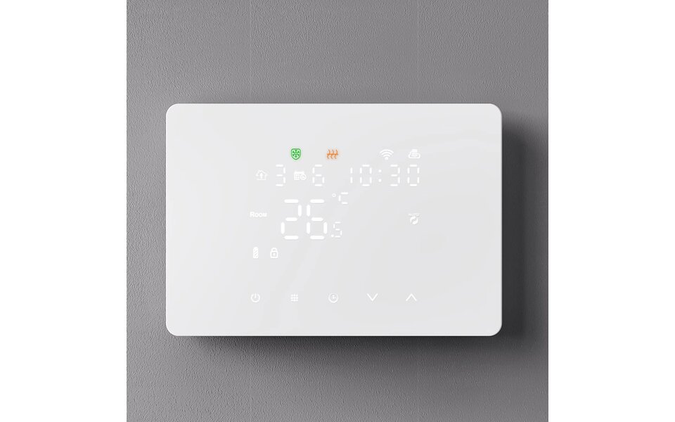 Smartlife Domotica Smart Zigbee Opbouw Thermostaat | Touchscreen | Voor C.V.-Installatie | Programmeerbaar | Tuya App | Google Home & Alexa | Zwart