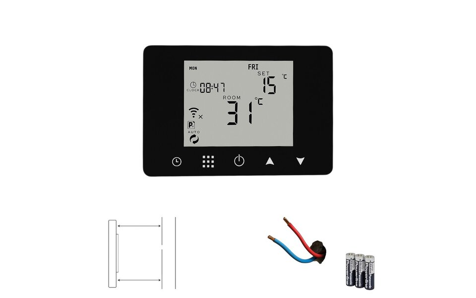 Smartlife Domotica Smart Zigbee Opbouw Thermostaat | Touchscreen | Voor C.V.-Installatie | Programmeerbaar | Tuya App | Google Home & Alexa | Zwart