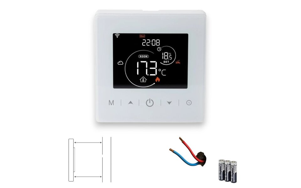 Smartlife Domotica Wifi Opbouw Thermostaat met Touchscreen voor C.V. Installatie (met statistieken)