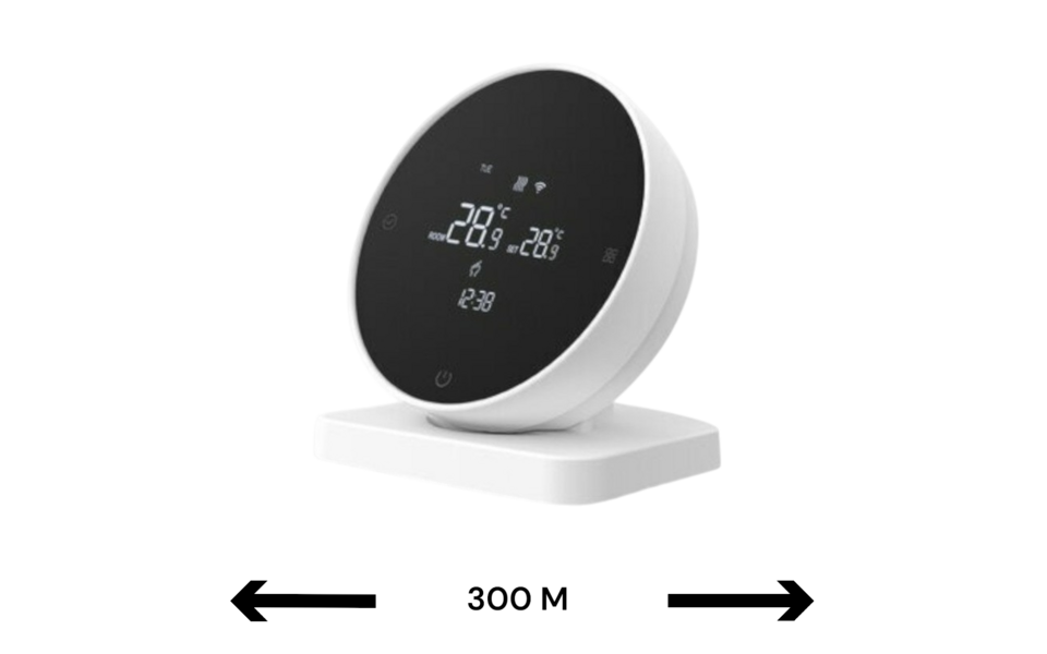 Smartlife Domotica Smart WiFi Opbouw Thermostaat | Rond | Touchscreen | Draadloos | Voor C.V.-Installatie | Tuya App | Google Home & Alexa | Zwart/Wit