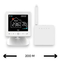 Smart WiFi Opbouw Thermostaat | Tiptoetsbediening | Draadloos | Voor C.V.-installatie | Tuya App | Google Home & Alexa | Zwart/Wit