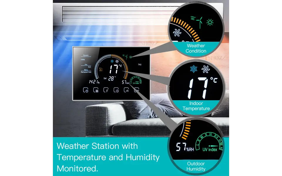 Smartlife Domotica Wifi Inbouw Thermostaat met Touchscreen voor C.V. Installatie (zwart) M425