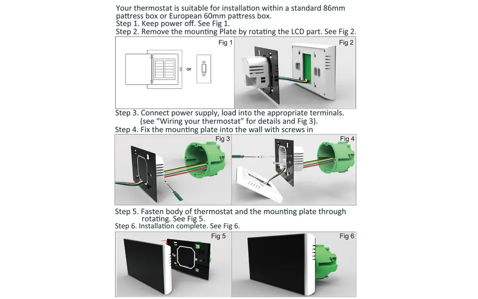 Smartlife Domotica Wifi Inbouw Thermostaat met Touchscreen voor C.V. Installatie (zwart) M425