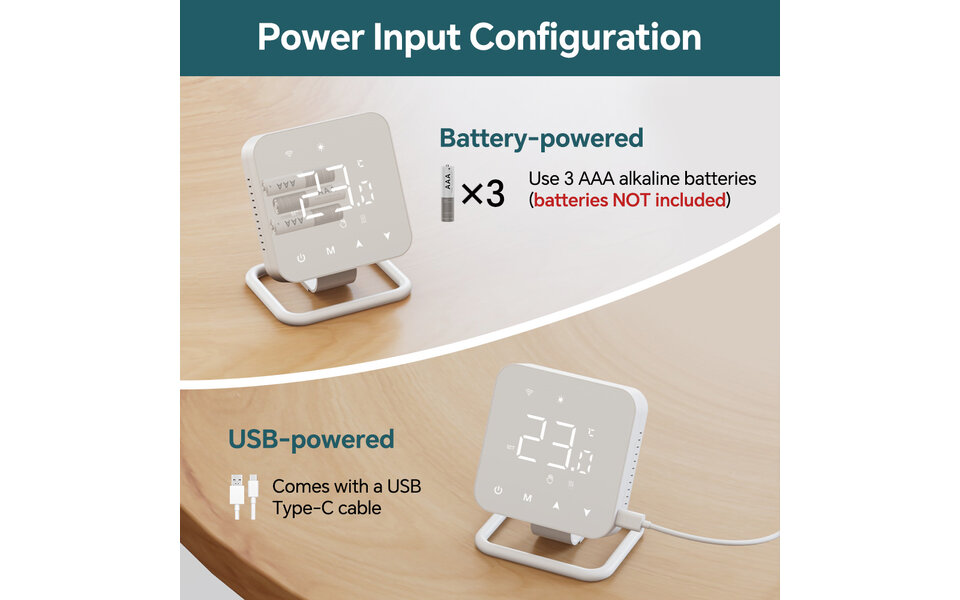 Smartlife Domotica Wifi Draadloze Thermostaat met Tiptoetsen voor C.V. Installatie (wit) Smartlife Domotica Wifi Draadloze Thermostaat met Tiptoetsen voor C.V. Installatie (wit)