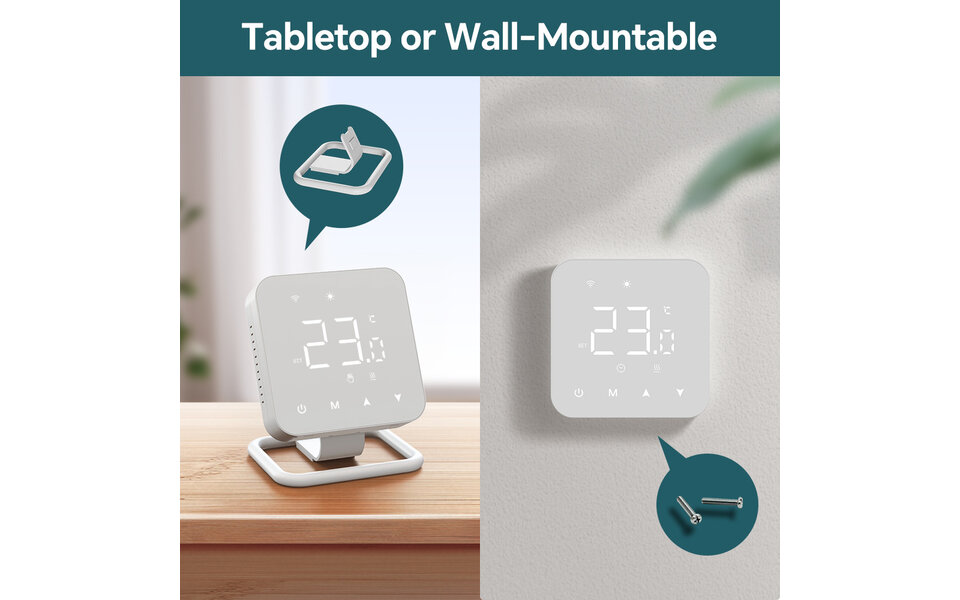 Smartlife Domotica Wifi Draadloze Thermostaat met Tiptoetsen voor C.V. Installatie (wit) Smartlife Domotica Wifi Draadloze Thermostaat met Tiptoetsen voor C.V. Installatie (wit)