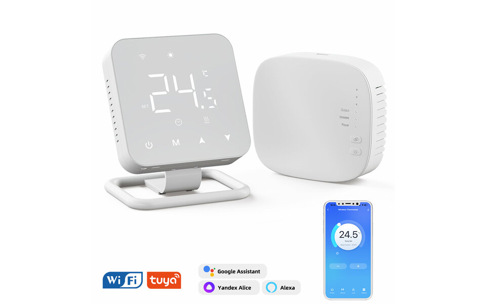 Smartlife Domotica Wifi Draadloze Thermostaat met Tiptoetsen voor C.V. Installatie (wit) Smartlife Domotica Wifi Draadloze Thermostaat met Tiptoetsen voor C.V. Installatie (wit)