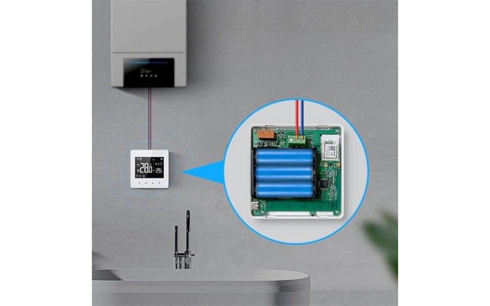 Smartlife Domotica Wifi Opbouw Thermostaat met Touchscreen voor C.V. Installatie (wit)