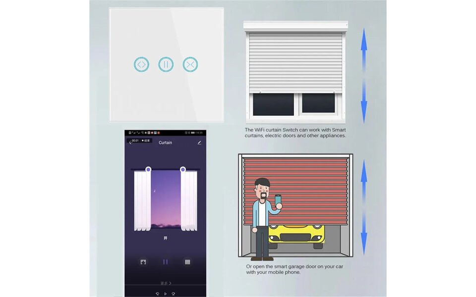 Smartlife Domotica Slimme WiFi Touch Gordijnschakelaar Smartlife Domotica Slimme WiFi Touch Gordijnschakelaar