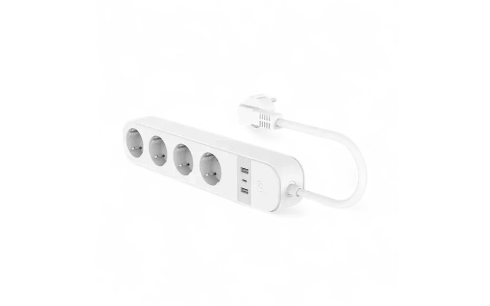 Smartlife Domotica Slimme WiFi Stekkerdoos | 4x EU-stopcontacten | 2x USB-A + 1x USB-C | Spraakbesturing | Timer per poort | Overbelastingsbeveiliging | 3680W | 330x60x40 mm (Schuko)