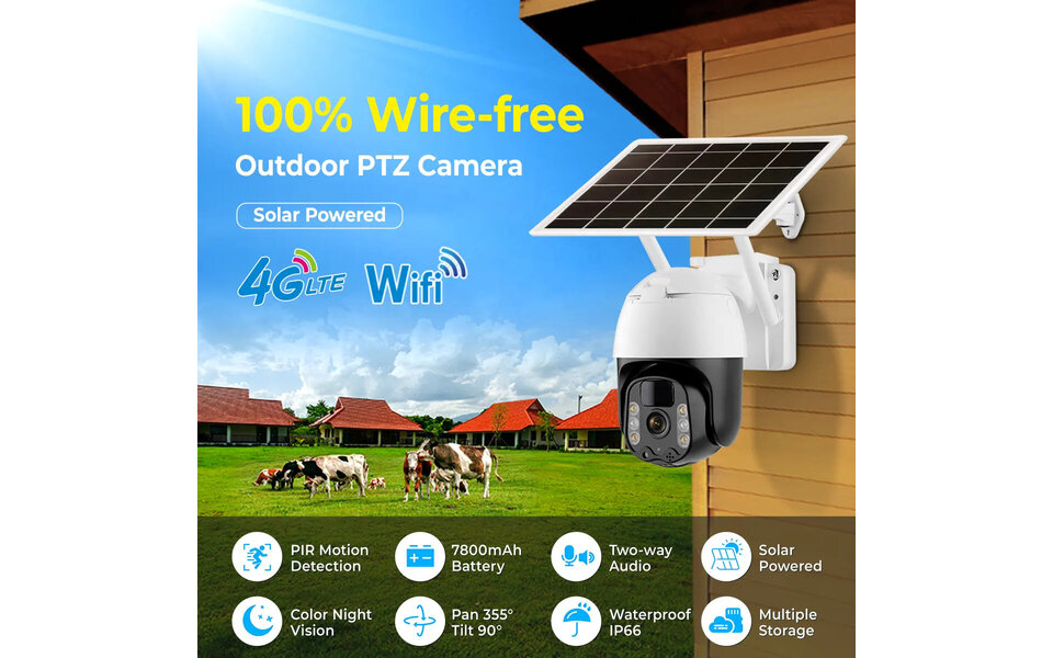 Smartlife Domotica Wifi Beveiligings Camera + Zonnepaneel met beugel geschikt voor buiten Smartlife Domotica Wifi Beveiligings Camera + Zonnepaneel met beugel geschikt voor buiten