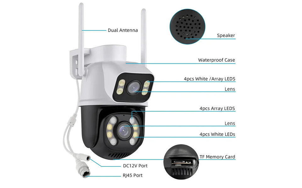 Smartlife Domotica Wifi Beveiligings Camera (2x 3MP) met beugel geschikt voor buiten