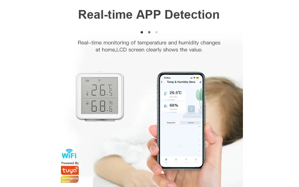 Smartlife Domotica Luchtvochtigheid en Hygrometer met groot display