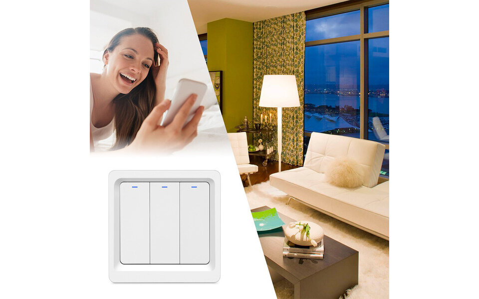 Smartlife Domotica Smart Zigbee Lichtschakelaar Wit 3-knoppen Smartlife Domotica Smart Zigbee Lichtschakelaar Wit 3-knoppen