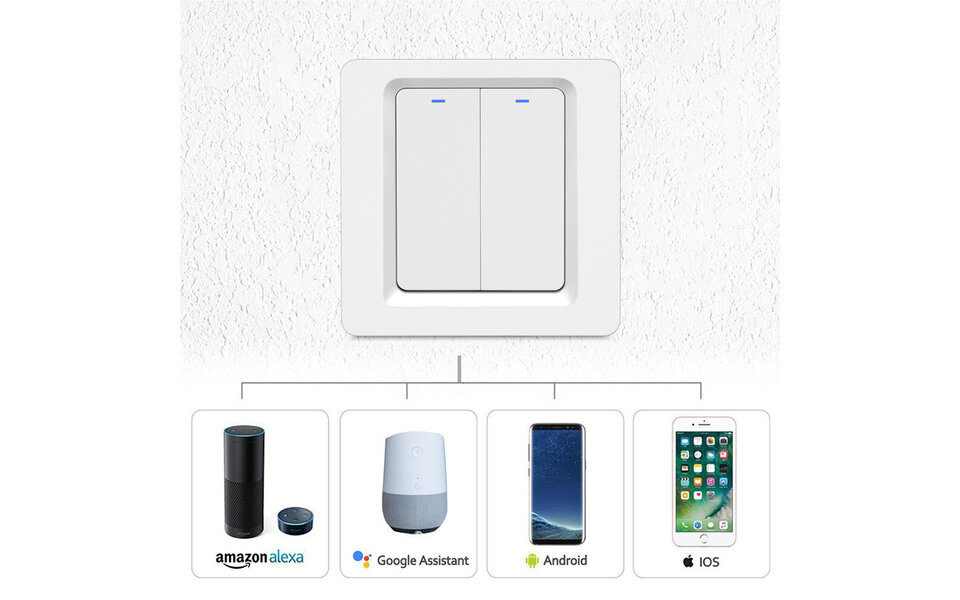 Smartlife Domotica Smart Zigbee Lichtschakelaar Wit 2-knoppen