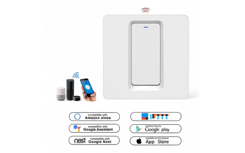 Smartlife Domotica Slimme Zigbee Lichtschakelaar | 1/2/3 Knoppen | Indrukbare Schakelaars | Werkt met Alexa en Google Home | Tuya Smart Life App | Zigbee Hub Vereist