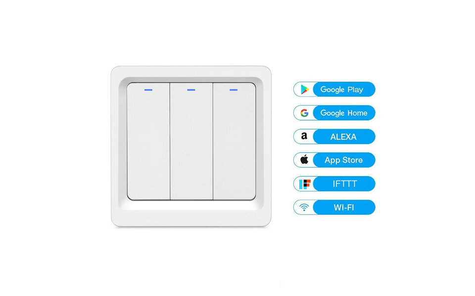 Smartlife Domotica Smart WiFi Lichtschakelaar Wit 3-knoppen