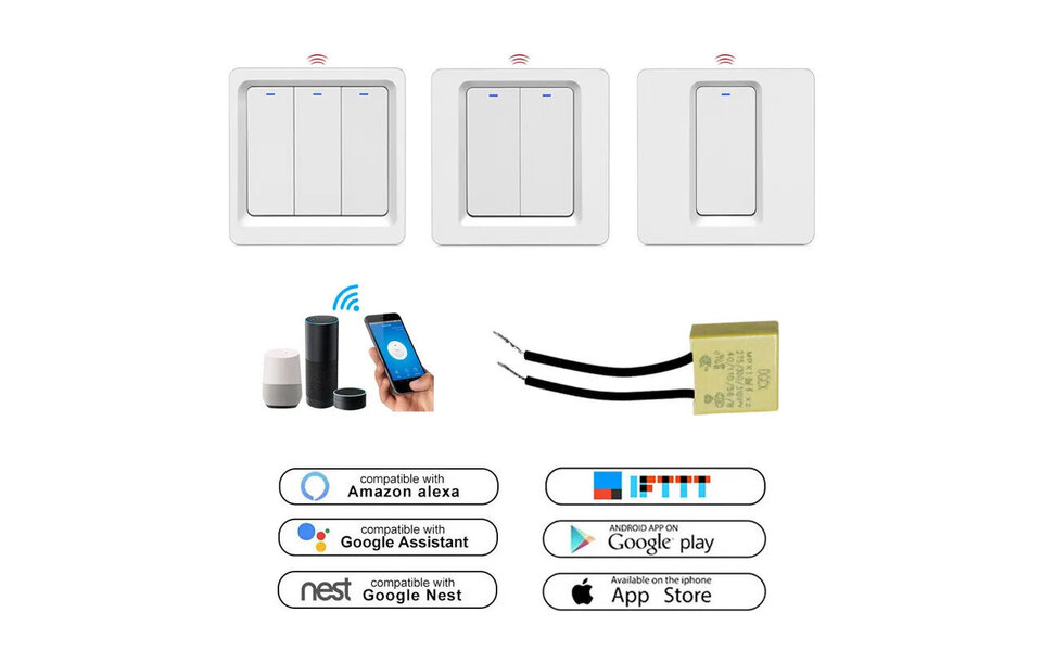 Smartlife Domotica Smart WiFi Lichtschakelaar Wit 2-knoppen Smartlife Domotica Smart WiFi Lichtschakelaar Wit 2-knoppen