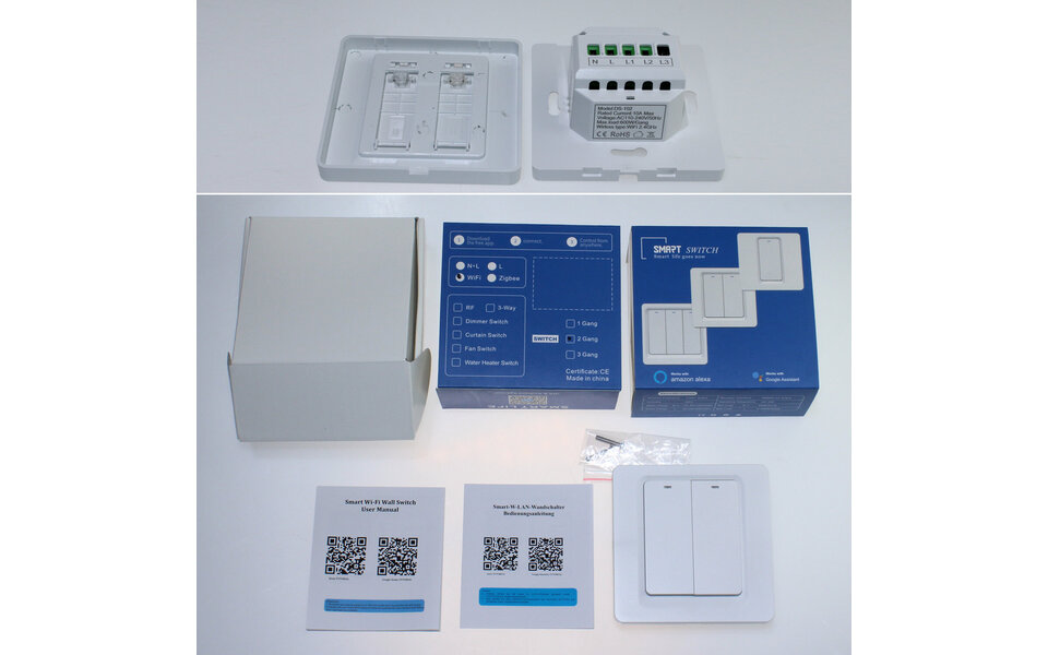 Smartlife Domotica Smart WiFi Lichtschakelaar Wit 2-knoppen Smartlife Domotica Smart WiFi Lichtschakelaar Wit 2-knoppen