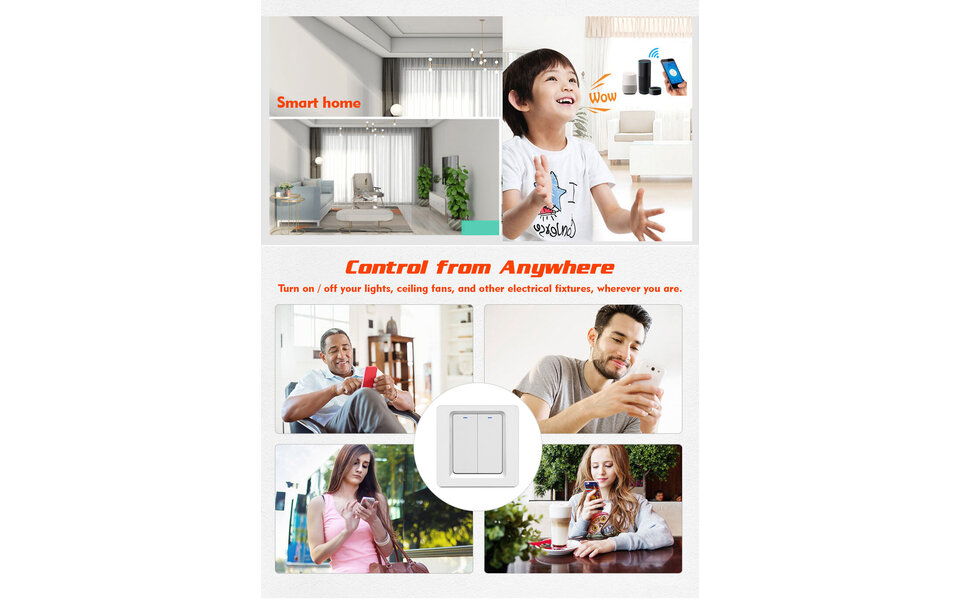 Smartlife Domotica Smart WiFi Lichtschakelaar Wit 1-knop