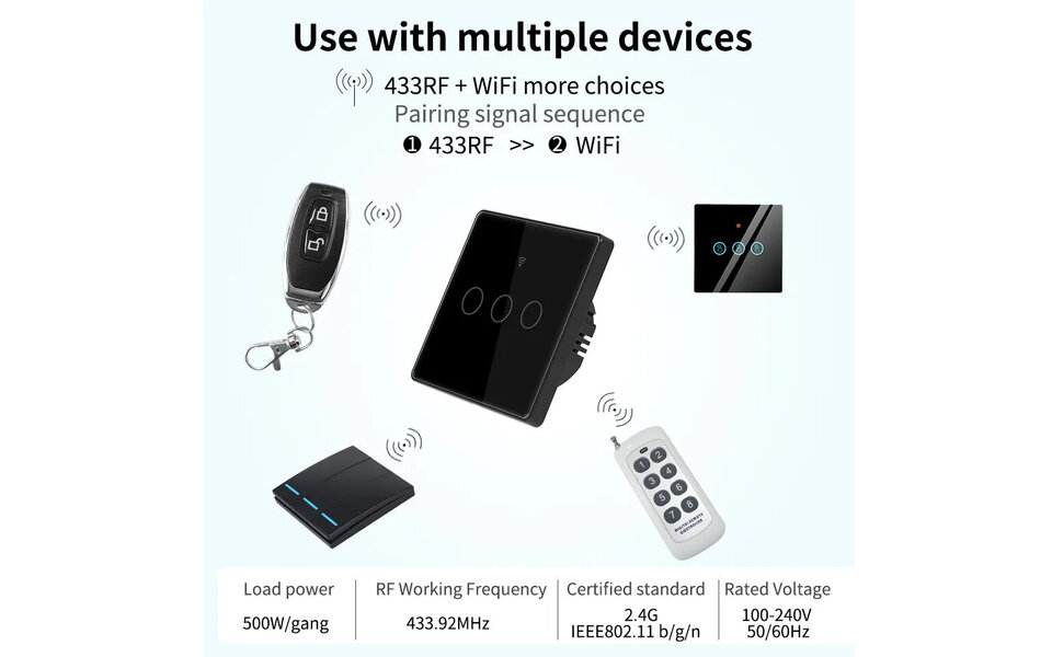 Smartlife Domotica Smart WiFi Touch Lichtschakelaar Wit | 2-knoppen | Geen Nuldraad Nodig | Geharde glazen paneel | Alexa en Google Home | RF433 Ondersteuning Smartlife Domotica Smart WiFi Touch Lichtschakelaar Wit | 2-knoppen | Geen Nuldraad Nodig | Geharde glazen paneel | Alexa en Google Home | RF433 Ondersteuning