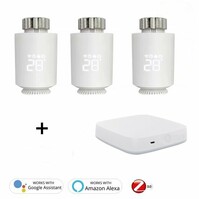 Slimme WiFi Thermostaat Knoppen | Zigbee 3.0 Radiatorknop | LCD-display | Weekprogramma's | Open-raamdetectie | Spraakbediening | M30x1.5mm + adapters | 2x AA-batterijen | 58x58x102 mm