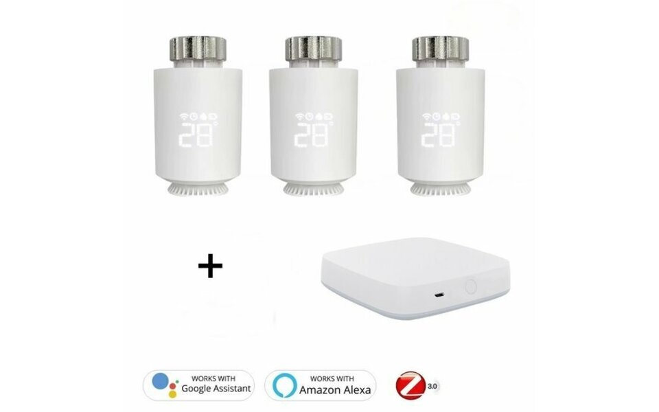 Smartlife Domotica Slimme WiFi Thermostaat Knoppen | Zigbee 3.0 Radiatorknop | LCD-display | Weekprogramma's | Open-raamdetectie | Spraakbediening | M30x1.5mm + adapters | 2x AA-batterijen | 58x58x102 mm Smartlife Domotica Slimme WiFi Thermostaat Knoppen | Zigbee 3.0 Radiatorknop | LCD-display | Weekprogramma's | Open-raamdetectie | Spraakbediening | M30x1.5mm + adapters | 2x AA-batterijen | 58x58x102 mm