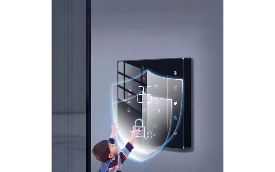 Smartlife Domotica Wifi Inbouw Thermostaat met Touchscreen voor C.V. Installatie (zwart)