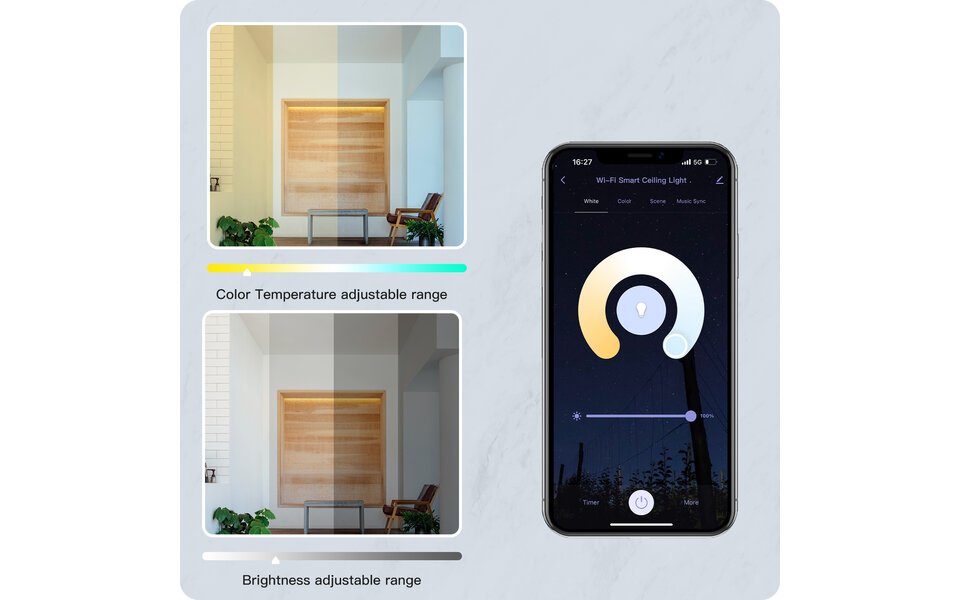 Smartlife Domotica Smart Plafond verlichting 25w 1800K-6500K RGB