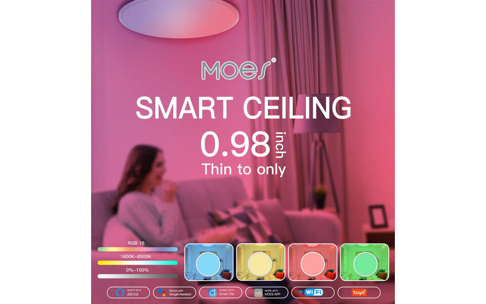 Smartlife Domotica Smart Plafond verlichting 25w 1800K-6500K RGB