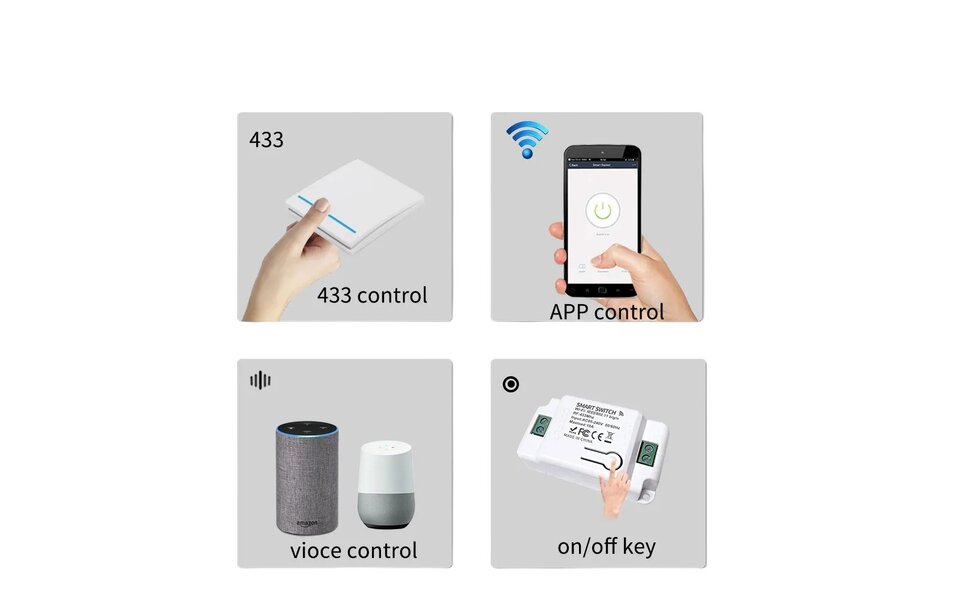 Smartlife Domotica RF 433Mhz Slimme Draadloze Schakelaar Zwart (1-knop) - LOSSE KNOP
