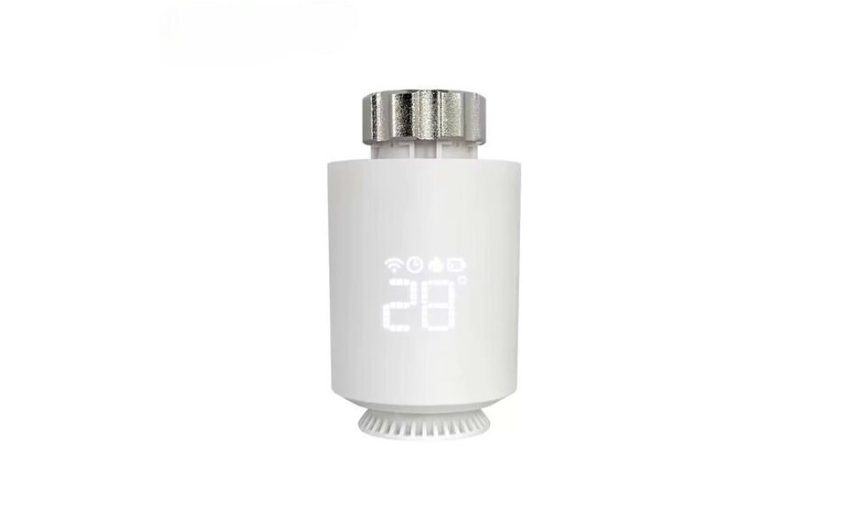 Smartlife Domotica Slimme WiFi Thermostaat Knoppen | Zigbee 3.0 Radiatorknop | LCD-display | Weekprogramma's | Open-raamdetectie | Spraakbediening | M30x1.5mm + adapters | 2x AA-batterijen | 58x58x102 mm