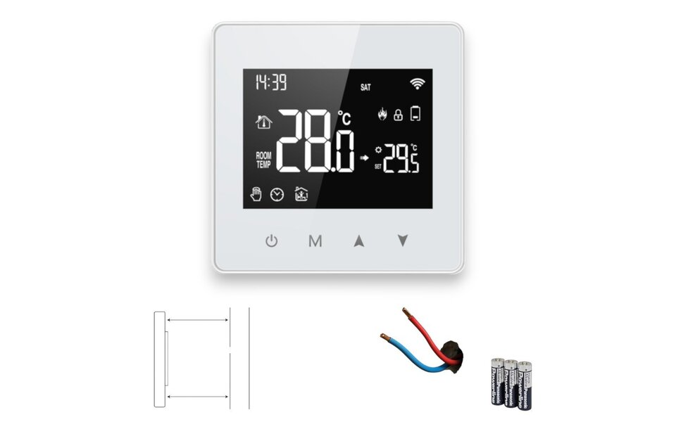 Smartlife Domotica Zigbee Wifi Opbouw Thermostaat met Touchscreen voor C.V. Installatie (zwart/wit) Smartlife Domotica Zigbee Wifi Opbouw Thermostaat met Touchscreen voor C.V. Installatie (zwart/wit)