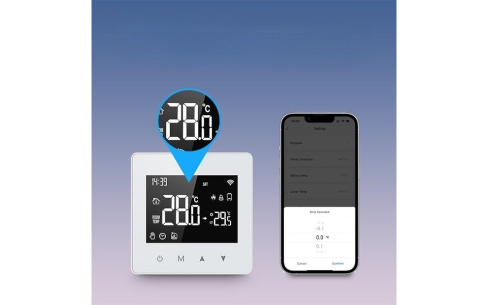 Smartlife Domotica Zigbee Wifi Opbouw Thermostaat met Touchscreen voor C.V. Installatie (zwart/wit) Smartlife Domotica Zigbee Wifi Opbouw Thermostaat met Touchscreen voor C.V. Installatie (zwart/wit)