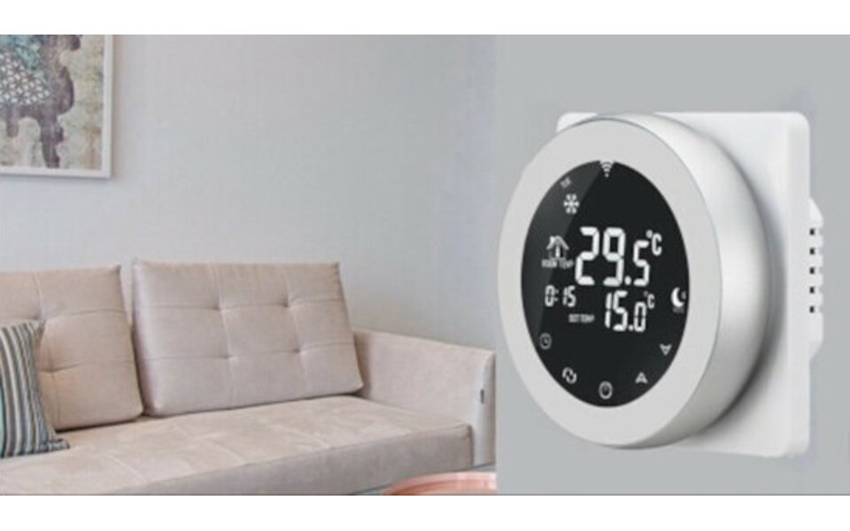 Smartlife Domotica Smart WiFi Inbouw Thermostaat | Touchscreen | Voor C.V.-Installatie | Programmeerbaar | Tuya App | Google Home & Alexa | Wit