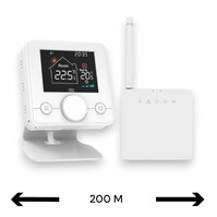 Smart WiFi Opbouw Thermostaat | Draaiknop Bediening | Draadloos | Voor C.V.-Installatie | Tuya App | Google Home & Alexa | Zwart/Wit