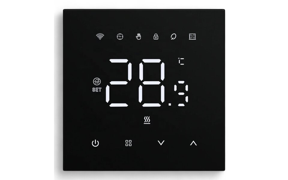 Smartlife Domotica Smart WiFi Inbouw Thermostaat | Touchscreen | Voor C.V.-Installatie | Zwart | Programmeerbaar | Tuya App | Google Home & Alexa