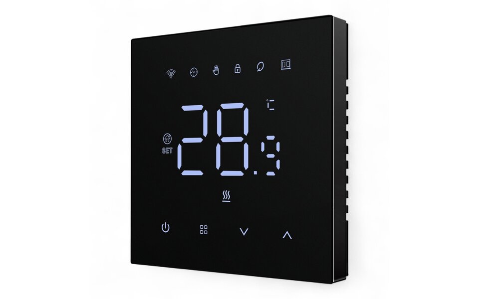 Smartlife Domotica Smart WiFi Inbouw Thermostaat | Touchscreen | Voor C.V.-Installatie | Zwart | Programmeerbaar | Tuya App | Google Home & Alexa