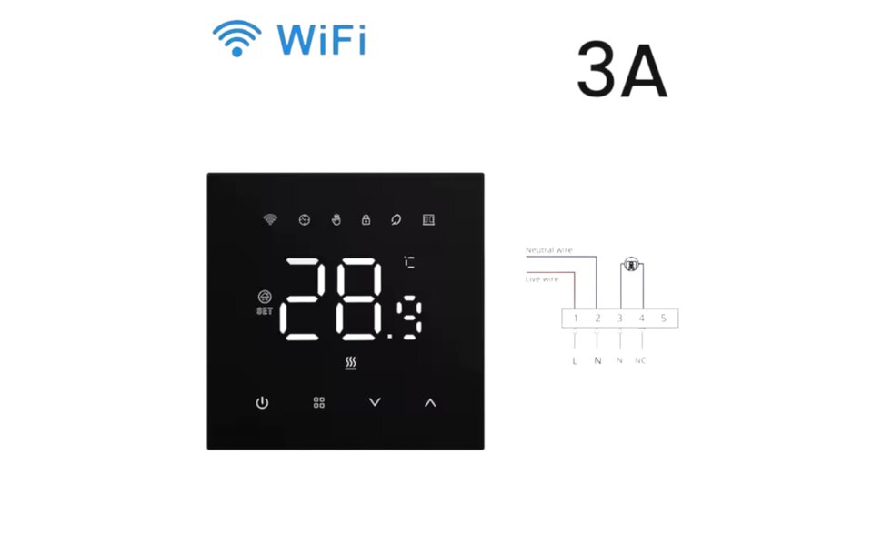 Smartlife Domotica Smart WiFi Inbouw Thermostaat | Touchscreen | Voor C.V.-Installatie | Zwart | Programmeerbaar | Tuya App | Google Home & Alexa