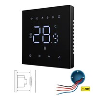 Smart WiFi Inbouw Thermostaat | Elektrische Vloerverwarming en Infrarood | Zwart | Touchscreen | Tuya App | Alexa en Google Home