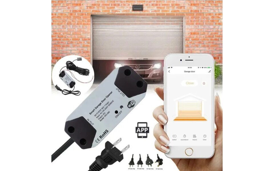 Smartlife Domotica Smart WiFi Garagedeur Opener | Bediening voor Bestaande Garagedeur | Tuya App | Google Home & Alexa | Slimme Schemas | 2.4GHz WiFi