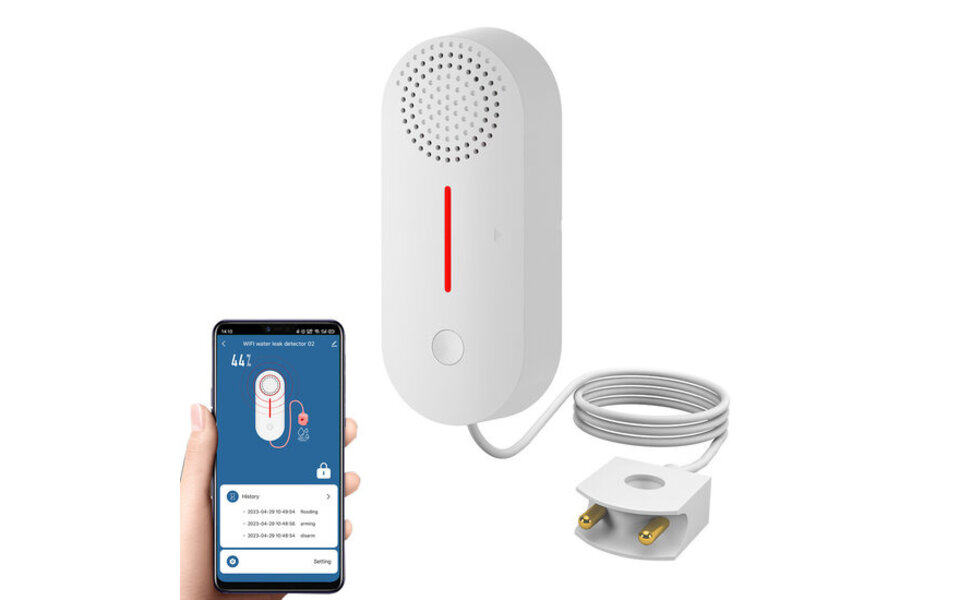 Smartlife Domotica WiFi Waterlekkage Sensor | 100 dB alarm | LED-waarschuwing | Appmeldingen | Compact en betrouwbaar Smartlife Domotica WiFi Waterlekkage Sensor | 100 dB alarm | LED-waarschuwing | Appmeldingen | Compact en betrouwbaar