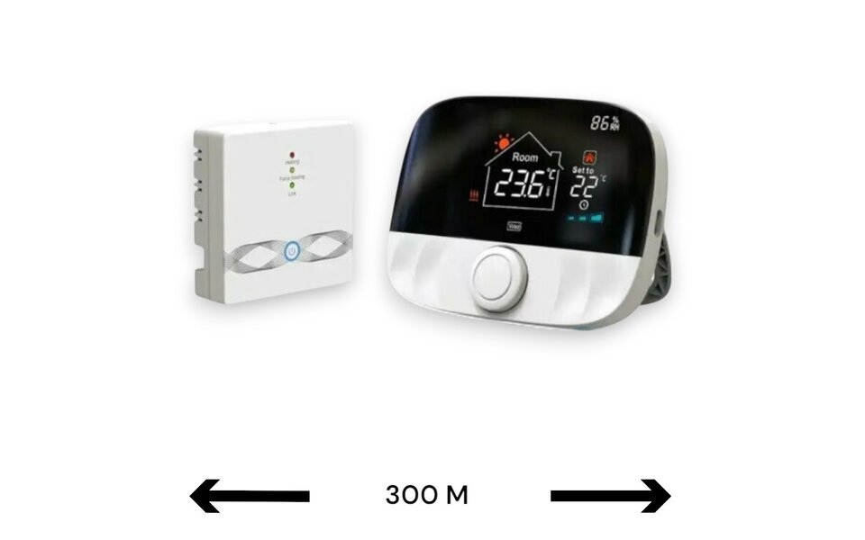 Smartlife Domotica Wifi Draadloze Thermostaat met Draaiknop voor C.V. Installatie (zwart/grijs)