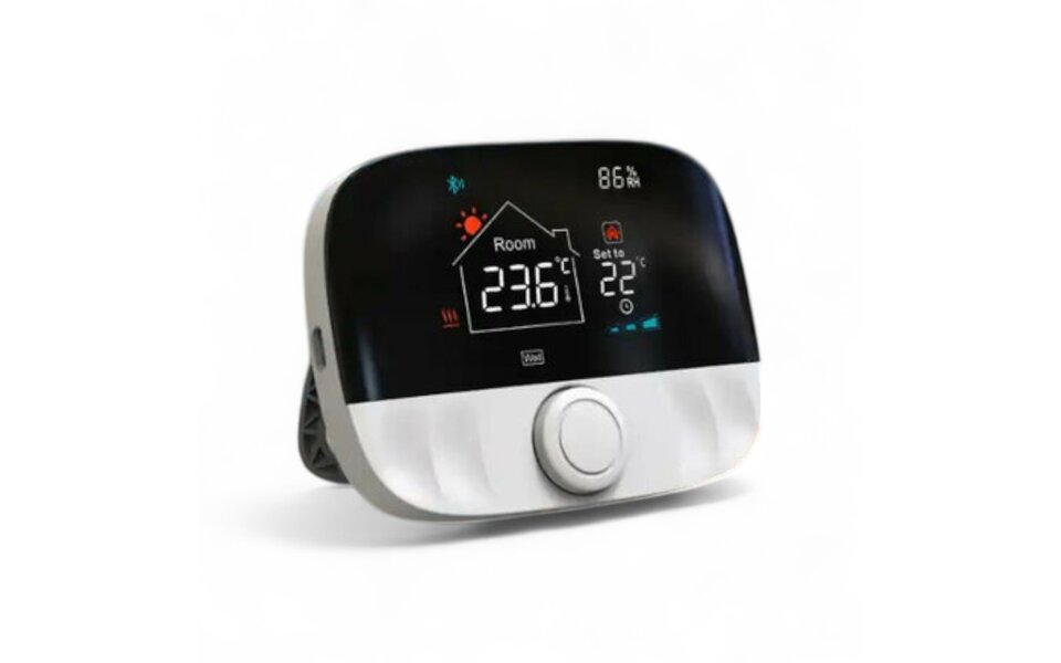 Smartlife Domotica Wifi Draadloze Thermostaat met Draaiknop voor C.V. Installatie (zwart/grijs)