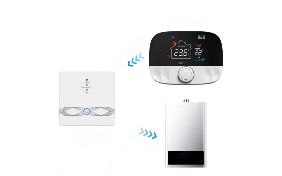 Smartlife Domotica Wifi Draadloze Thermostaat met Draaiknop voor C.V. Installatie (zwart/grijs)