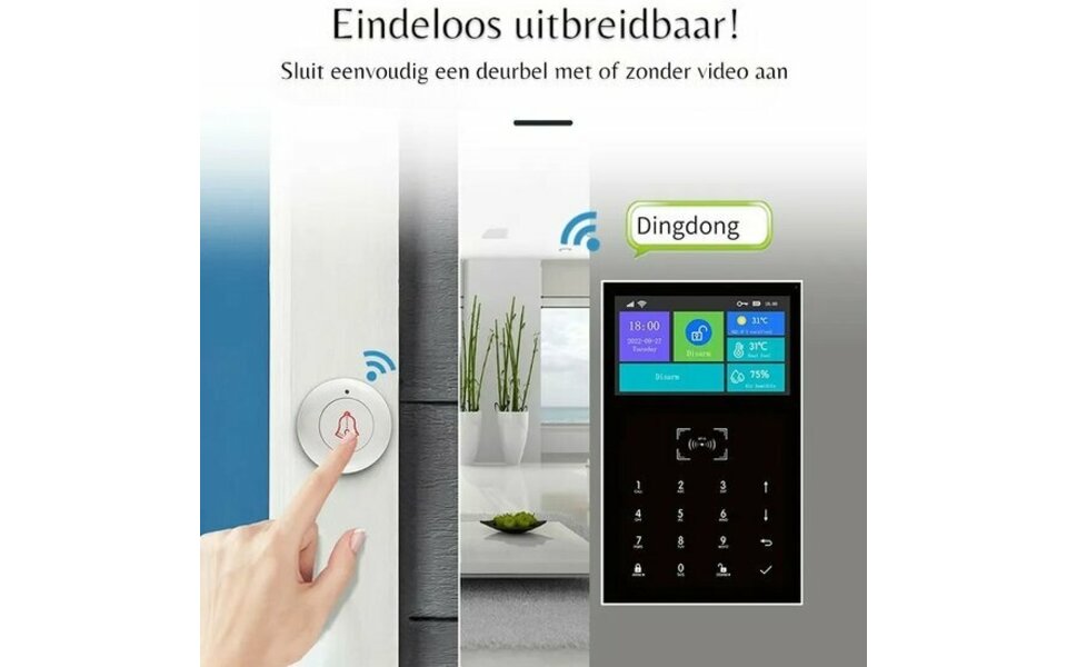 Smartlife Domotica Alarmsysteem | 4G | Display | Deur & PIR Sensor | Sirene | 2x Tag | 2x Afstandsbediening Smartlife Domotica Alarmsysteem | 4G | Display | Deur & PIR Sensor | Sirene | 2x Tag | 2x Afstandsbediening