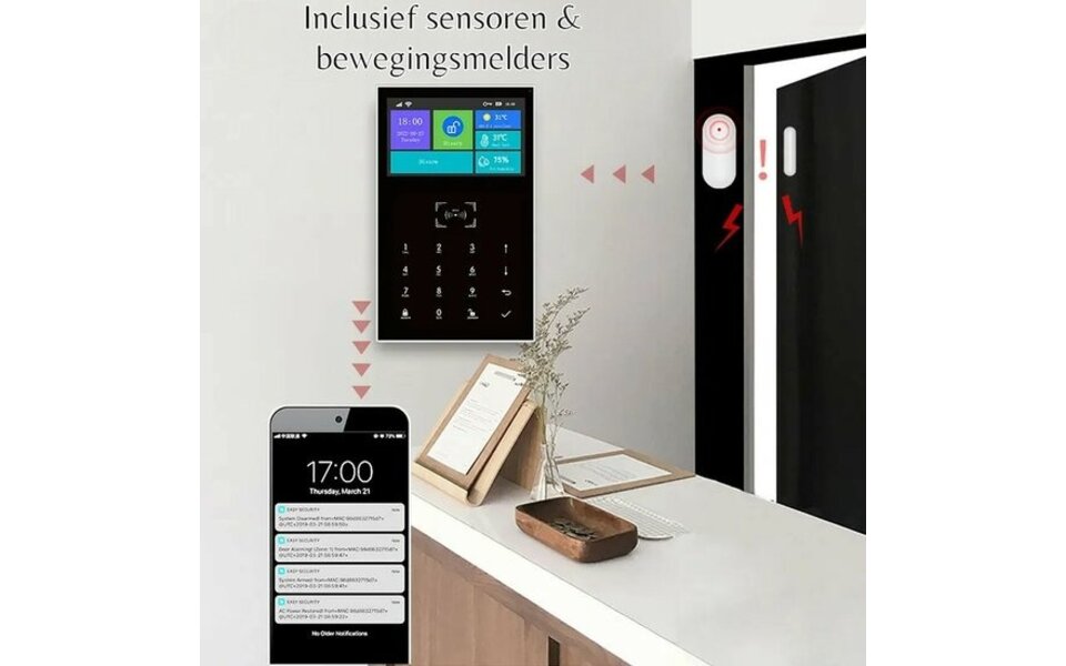 Smartlife Domotica Alarmsysteem | 4G | Display | Deur & PIR Sensor | Sirene | 2x Tag | 2x Afstandsbediening Smartlife Domotica Alarmsysteem | 4G | Display | Deur & PIR Sensor | Sirene | 2x Tag | 2x Afstandsbediening