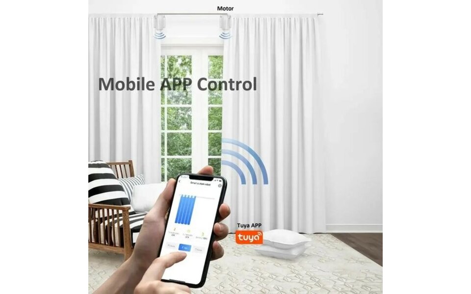 Smartlife Domotica Slimme gordijn motor voor U-Rail - I-Rail (complete set voor 2 gordijnen L+R)