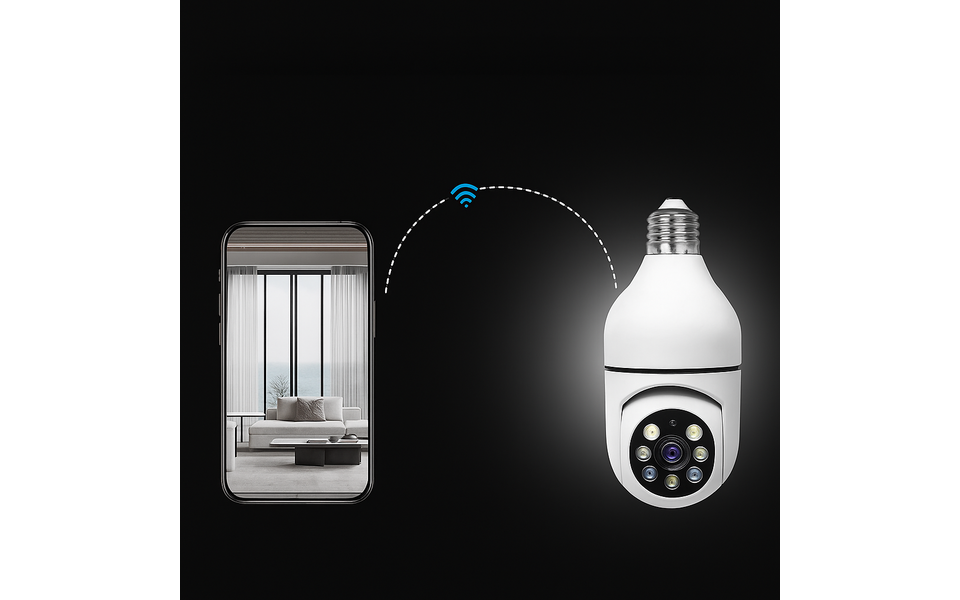 Smartlife Domotica Wifi Beveiligings Camera 360 graden draaibaar E27 Schroefaansluiting 2,4 Ghz (Tuya) Smartlife Domotica Wifi Beveiligings Camera 360 graden draaibaar E27 Schroefaansluiting 2,4 Ghz (Tuya)