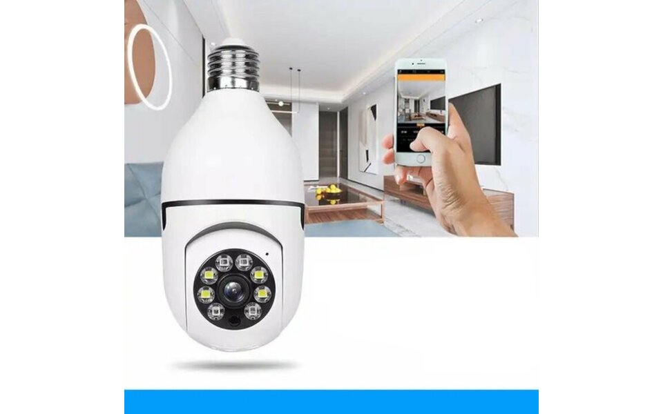 Smartlife Domotica Wifi Beveiligings Camera 360 graden draaibaar E27 Schroefaansluiting 2.4 Ghz