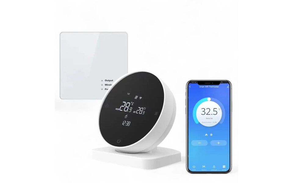 Smartlife Domotica Wifi Draadloze Thermostaat met Touchscreen voor C.V. Installatie (wit)